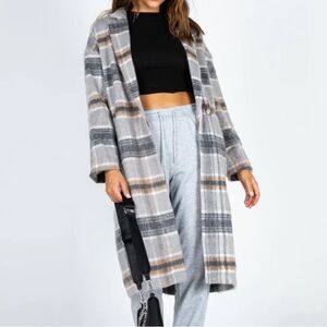 Princess Polly Gray Plaid Coat